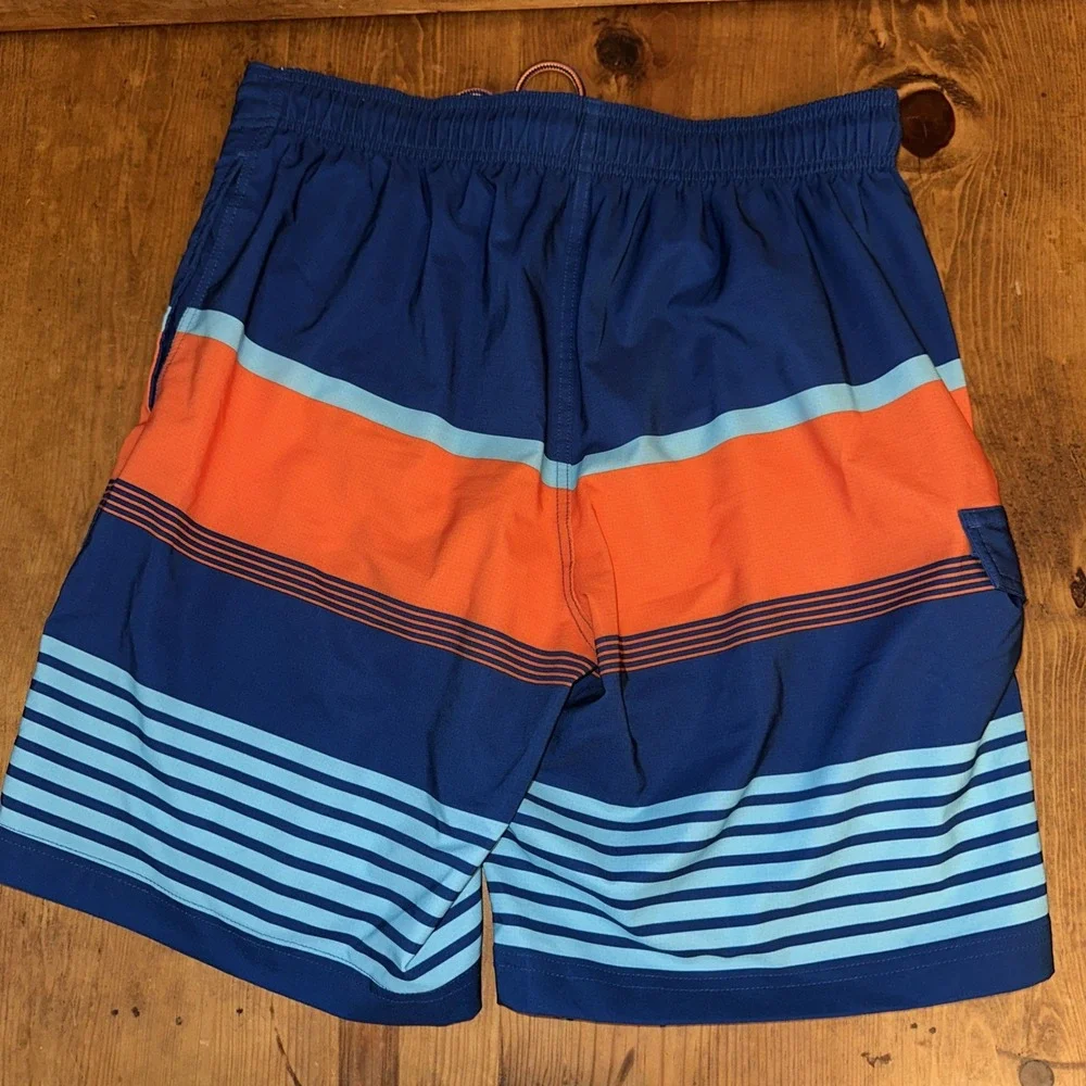 George Mens Lined Swim Shorts Size Medium (32-34) Drawstring  Blue Orange